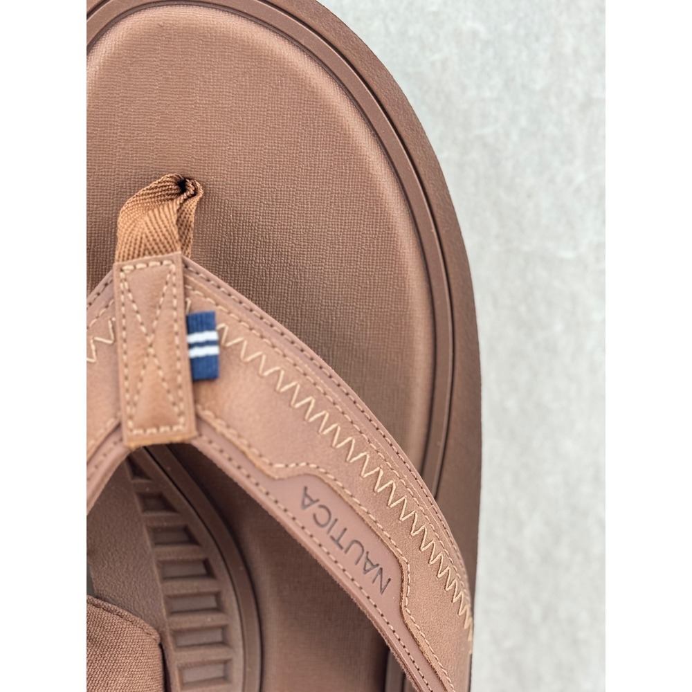 Nautica - Cadman Flip Flop Sandals Zigzag Stitch - Brown - 12 - Mens - Picture 3 of 5